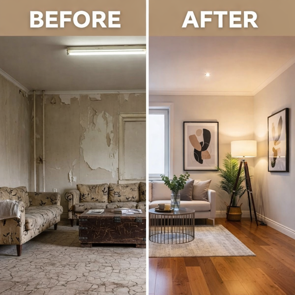Room transformation before and after